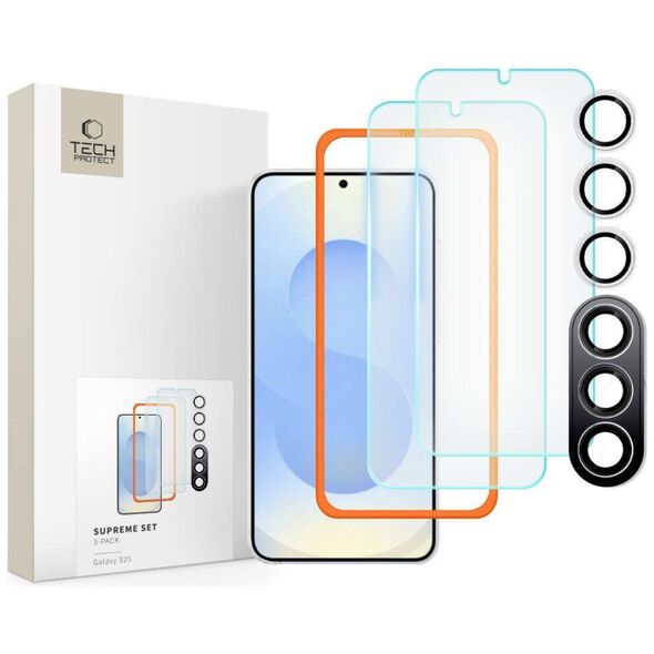 Tempered Glass SAMSUNG GALAXY S25 Tech-Protect Supreme Set 3-Pack Clear 5906302322053