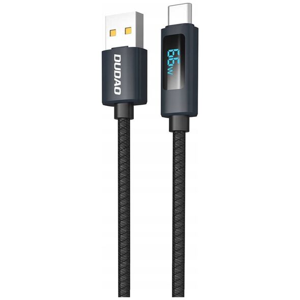 Kabel Dudao L7T USB-A - USB-C 66W z wyświetlaczem LED 1m - czarny