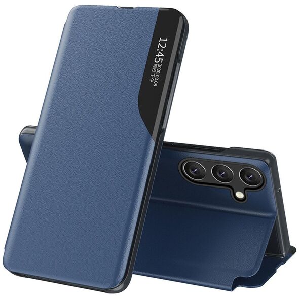 Eco Leather View Case etui do Samsung Galaxy S24 FE z klapką i podstawką - niebieskie