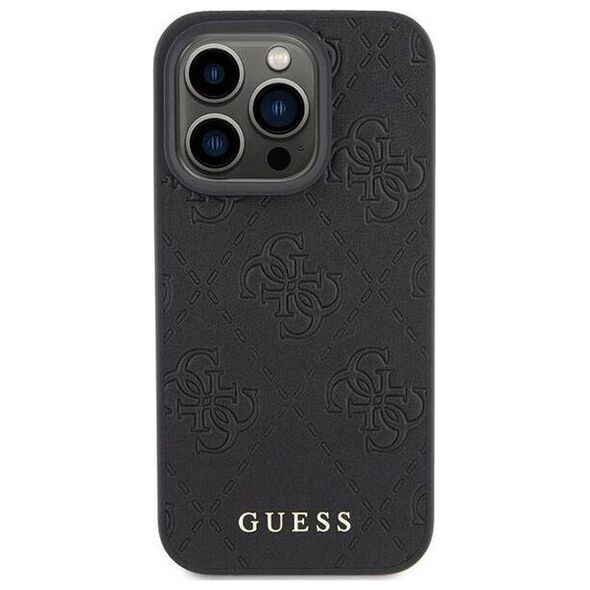 Guess Guess GUHCP15LP4EPMK iPhone 15 Pro 6.1" czarny/black hardcase Leather 4G Stamped