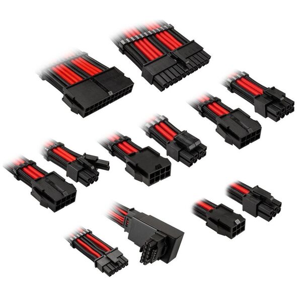 Kolink Kolink Core Pro Braided Cable Extension Kit 12V-2x6 Type 1 - Jet Black/Racing Red