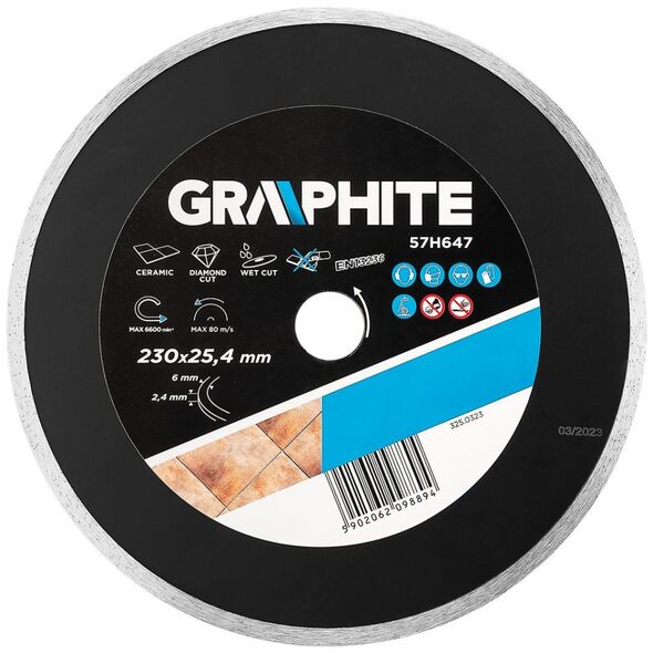 Graphite Tarcza diamentowa 230 x 25,4 mm, pełna do 59G891
