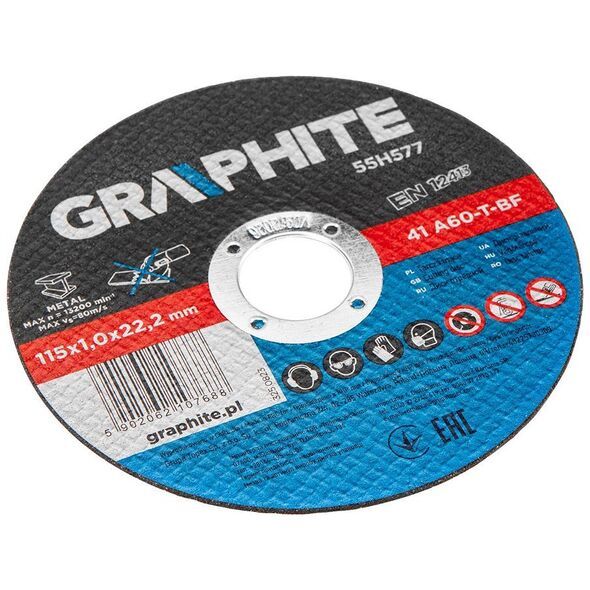 Graphite Tarcze tnące do metalu 115 x 1.0 x 22.2 mm, 41 A60-T-BF, 10 sztuk folia