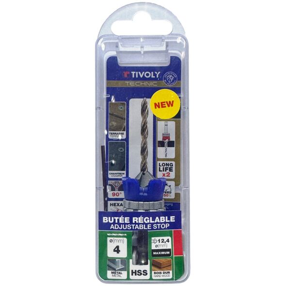 Wiertło Tivoly Tivoly Medžio ir metalo grąžtas gilintuvas su ribotuvu Ø4mm, HEX kotelis