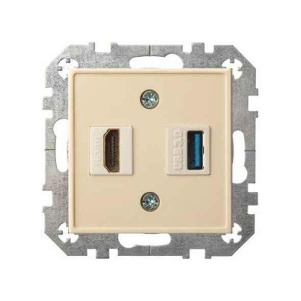 Liregus FLUSH MOUNTING HDMI+USB SOCKET SAND