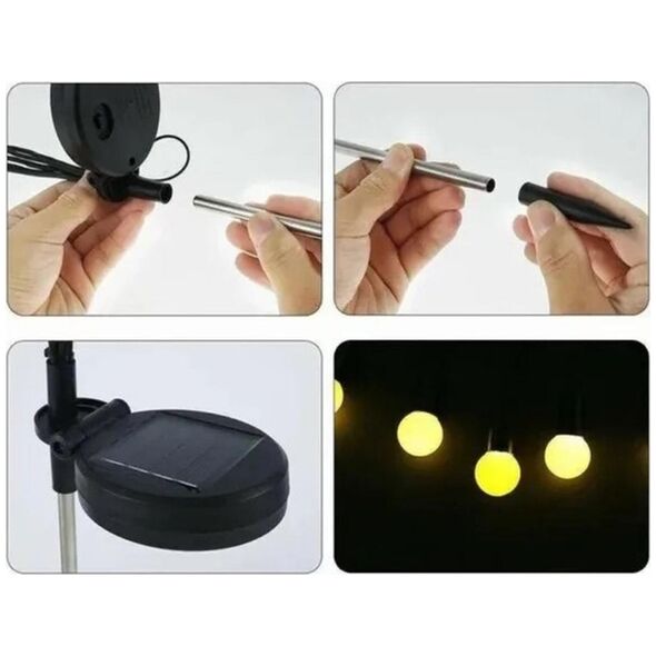 Saska Garden LAMPA SOLARNA TAŃCZĄCE NA WIETRZE KULECZKI BIAŁE 6 LED 72CM