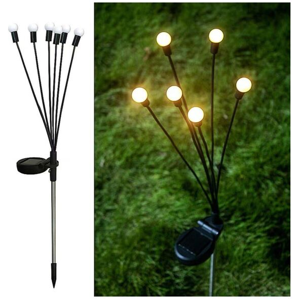 Saska Garden LAMPA SOLARNA TAŃCZĄCE NA WIETRZE KULECZKI BIAŁE 6 LED 72CM