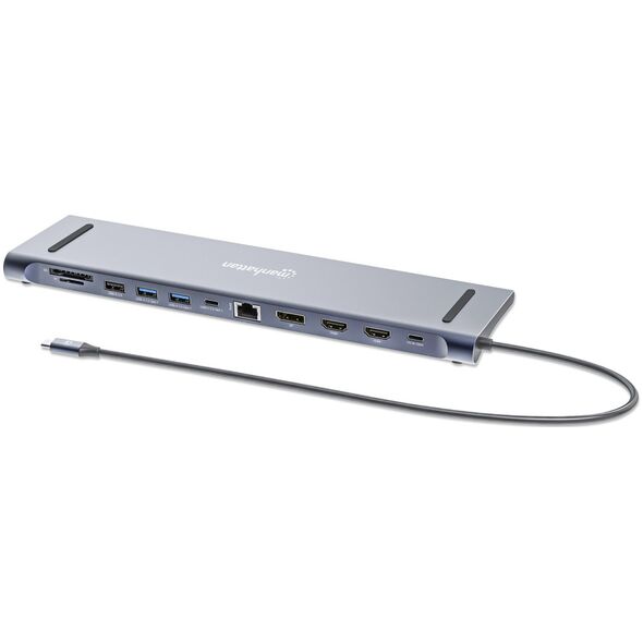 Adapter AV Manhattan MANHATTAN Dockingstation 12-in-1 4K 1xHDMI 2xDP 3xUSB-A