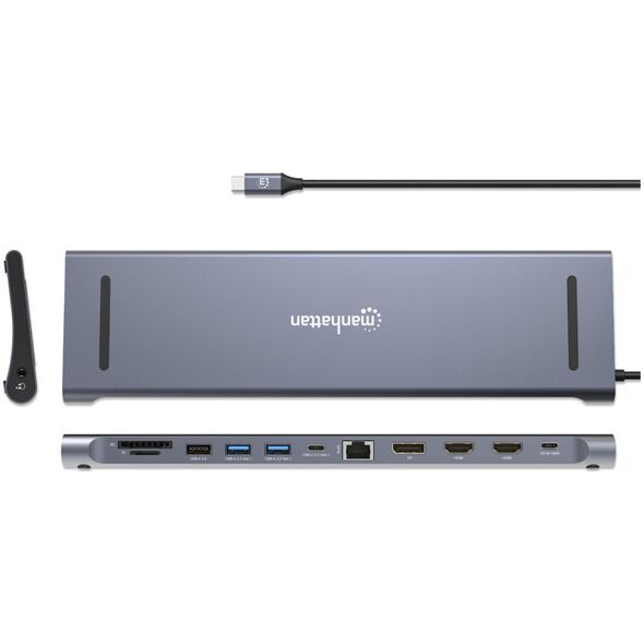 Adapter AV Manhattan MANHATTAN Dockingstation 12-in-1 4K 1xHDMI 2xDP 3xUSB-A