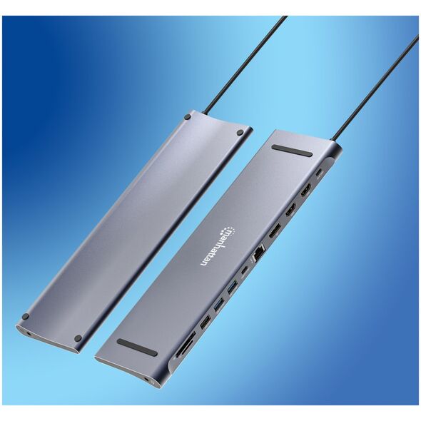 Adapter AV Manhattan MANHATTAN Dockingstation 12-in-1 4K 1xHDMI 2xDP 3xUSB-A
