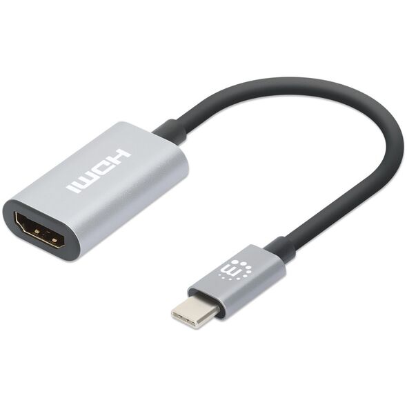 Adapter USB Manhattan Manhattan 153973 adapter kablowy 0,11 m USB Type-C HDMI Szary