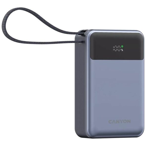 CANYON power bank OnPower 600 built-in cable 20000 mAh PD65W Dark Grey