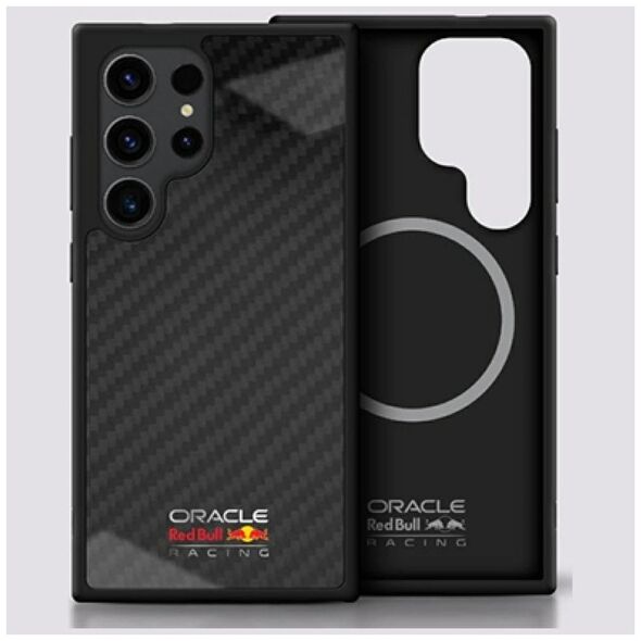 Red Bull Real Carbon Fiber Shiny Logo MagSafe Case for Samsung Galaxy S25 Ultra Black