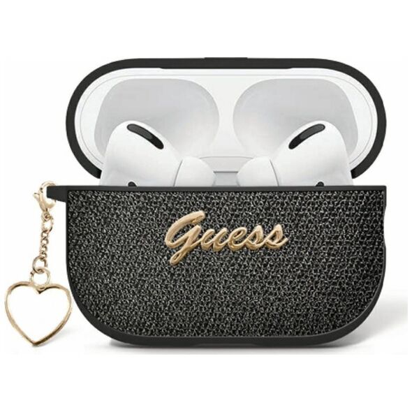 Guess Metallic Script Charm Case for AirPods 4 Black
