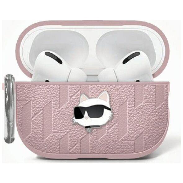 Karl Lagerfeld Monogram Choupette Head Case for AirPods 4 Pink