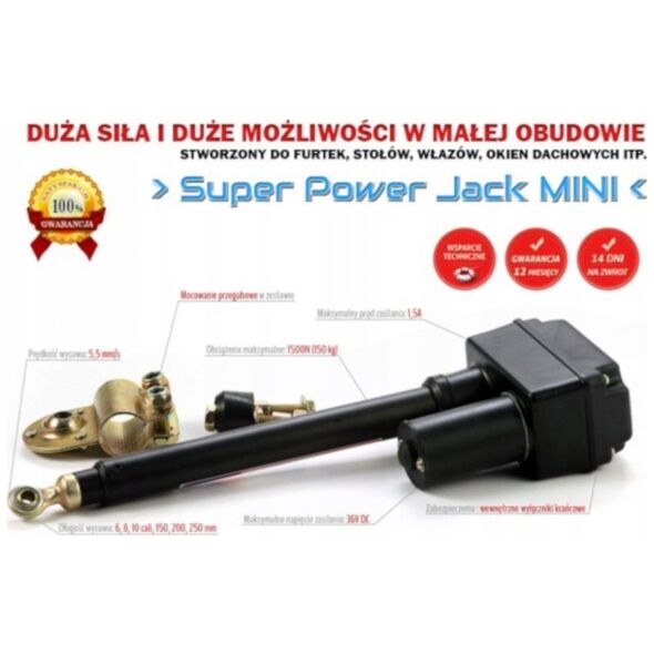 Elektrobim Linijinė pavara Super Power Jack Mini 1000N 5.4mm/s 12V - 20cm eiga
