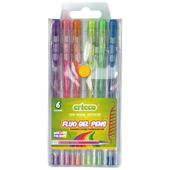 Cricco Długopisy żelowe fluorescencyjne 6 kolorów CRICCO