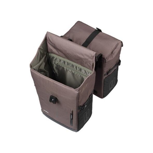 Sakwy BASIL MOVE DOUBLE BICYCLE BAG, UNIVERSAL BRIDGE, 30L, Wodoodporna, Brown (NEW 2025)