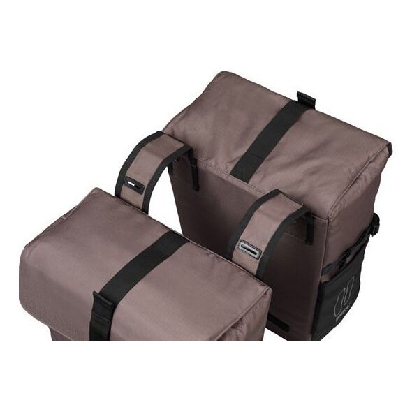 Sakwy BASIL MOVE DOUBLE BICYCLE BAG, UNIVERSAL BRIDGE, 30L, Wodoodporna, Brown (NEW 2025)