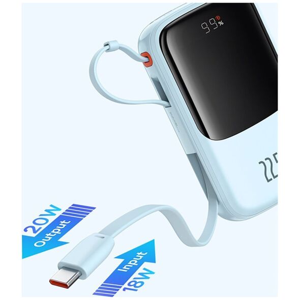 Power bank 10000mAh Qpow Pro+ 22.5W USB-C - niebieski BASEUS