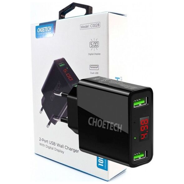 Ładowarka Choetech C0028 2x USB-A 2.2 A (C0028 BLACK)