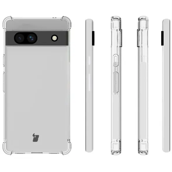 Bizon Case Clear Pack case + 2x screen glass + lens glass Google Pixel 7A clear