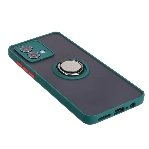 Bizon Case Hybrid Ring Motorola Moto G84 5G smoky with a dark green frame