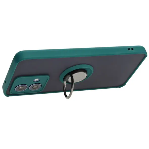 Bizon Case Hybrid Ring Motorola Moto G84 5G smoky with a dark green frame