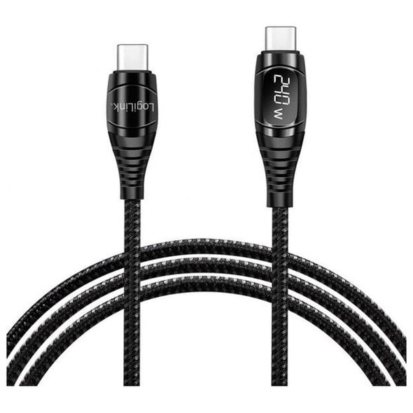 LOGILINK CU0181 Kabel USB 2.0 Type-C C/M na USB-C/M E-mark PD wyświetlacz czarny 1m