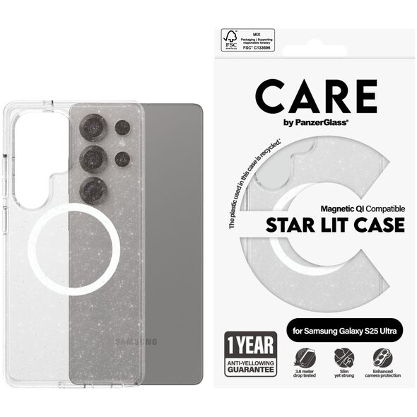 Etui CARE by PanzerGlass Flagship Urban   Combat StarLight White QI do Samsung Galaxy S25 Ultra przezroczysty