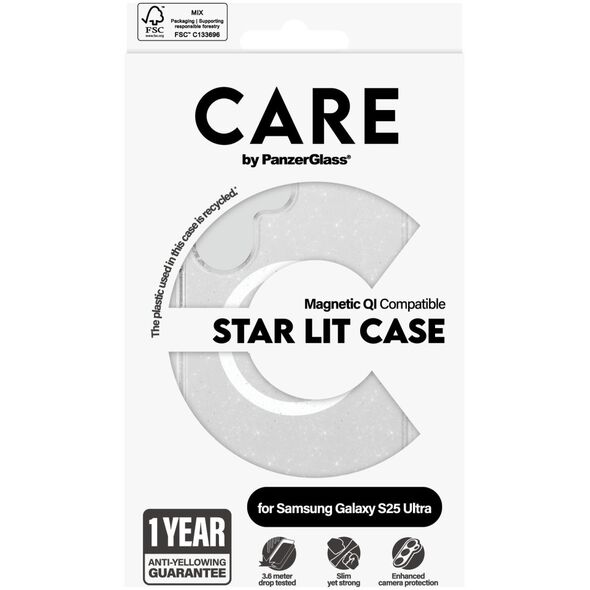 Etui CARE by PanzerGlass Flagship Urban   Combat StarLight White QI do Samsung Galaxy S25 Ultra przezroczysty