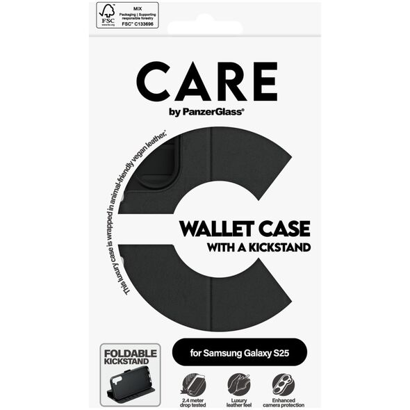 Etui CARE by PanzerGlass Feature Wallet   Kickstand do Samsung Galaxy S25 czarny