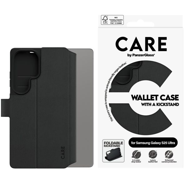 Etui CARE by PanzerGlass Feature Wallet   Kickstand do Samsung Galaxy S25 Ultra czarny
