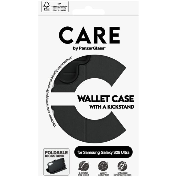 Etui CARE by PanzerGlass Feature Wallet   Kickstand do Samsung Galaxy S25 Ultra czarny