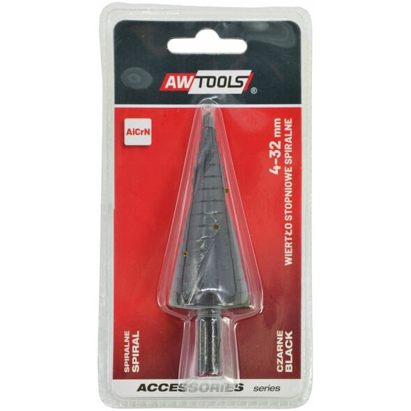 Wiertło AWTools AW WIERTŁO STOPNIOWE SPIRALNE/ 4-22mm/ AICrN/ CZARNE