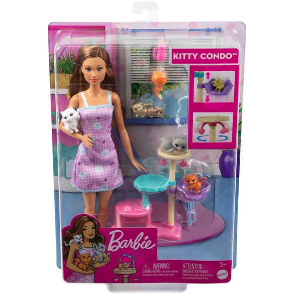 Lalka Barbie Barbie Mattel Barbie doll and kitten scratching post playset