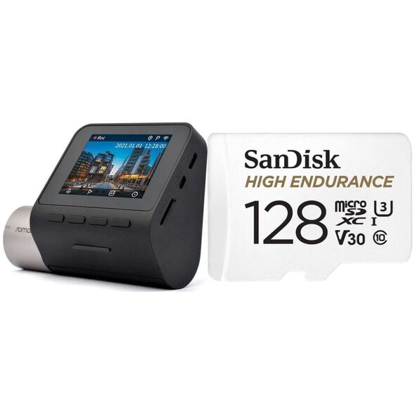 Wideorejestrator 70mai Wideorejestrator 70mai A500S Pro Plus+ Czarny + Karta SanDisk High Endurance MicroSDXC 128 GB