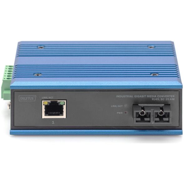 Konwerter światłowodowy Digitus DIGITUS Industrial Gigabit Ethernet Media Converter SM SC connector 1310nm up to 20km