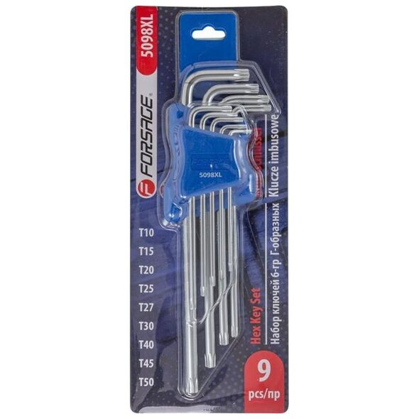 Forsage Zestaw kluczy TORX ekstra długich 9el. (T10, T15, T20, T25, T27, T30, T40, T45, T50)