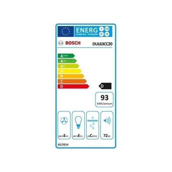 Okap Bosch Bosch Hood DUL63CC20 Series 4 Built-under, Energy efficiency class D, Width 60 cm, 350 m³/h, Mechanical, White, LED (DUL63CC20) - 375378