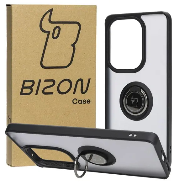 Bizon Case Hybrid Ring Xiaomi Poco M6 Pro 4G / Xiaomi Redmi Note 13 Pro 4G smoky with a black frame
