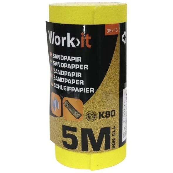 Dedra Work>it® K80 Sandpapir 11,5×500 cm 1 rulle