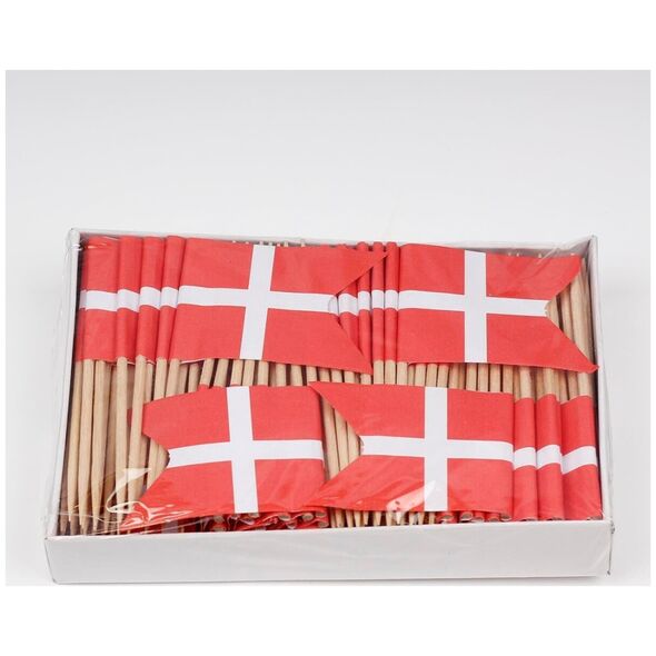 Vrige Kransekageflag papir DK 144stk/pak Rød/hvid 1x1x1mm (144EA)