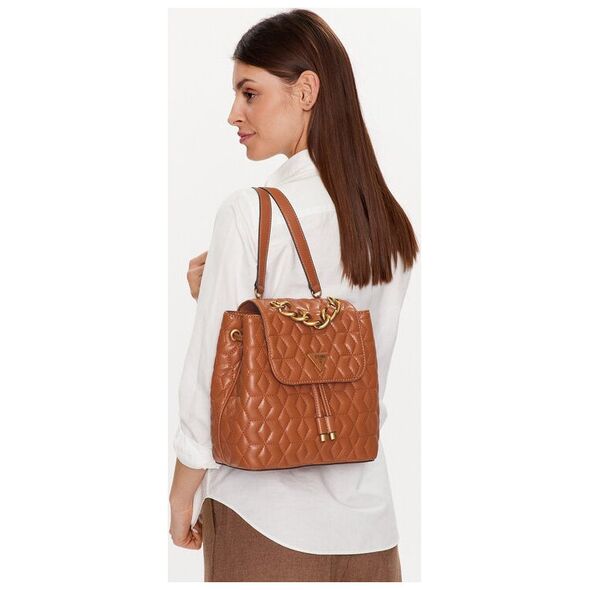 Guess, Elenia, Polyurethane, Textile Backpack, Cognac, For Women For Women