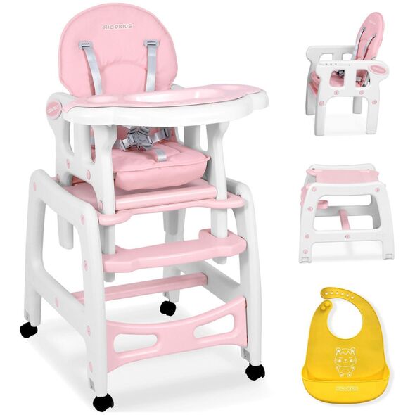 Ricokids Krzesełko do karmienia Sinco 5w1 różowe (7091)