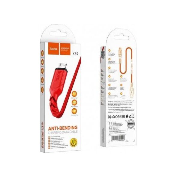 Kabel USB Hoco USB-A - microUSB 1 m Czerwony