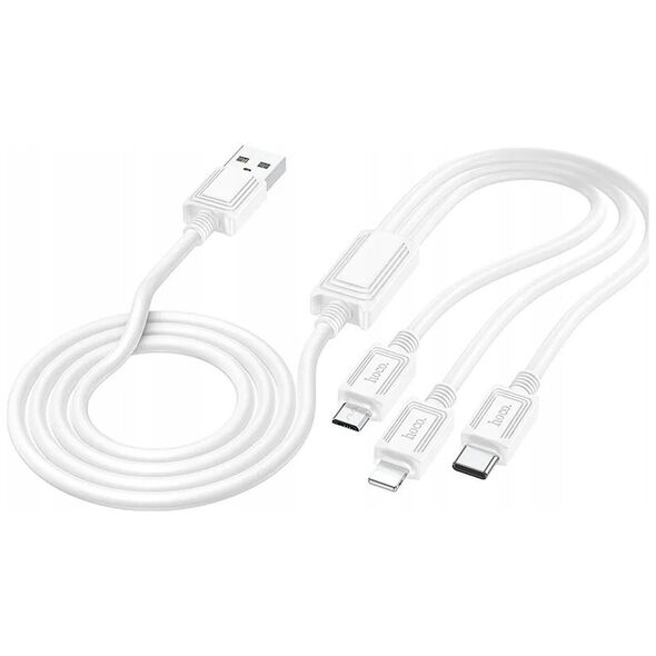 Kabel USB Hoco HOCO kabel 3w1 USB A do Lightning / Micro USB / Typ C 2A X74 1 m biały