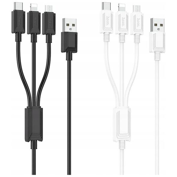 Kabel USB Hoco HOCO kabel 3w1 USB A do Lightning / Micro USB / Typ C 2A X74 1 m biały