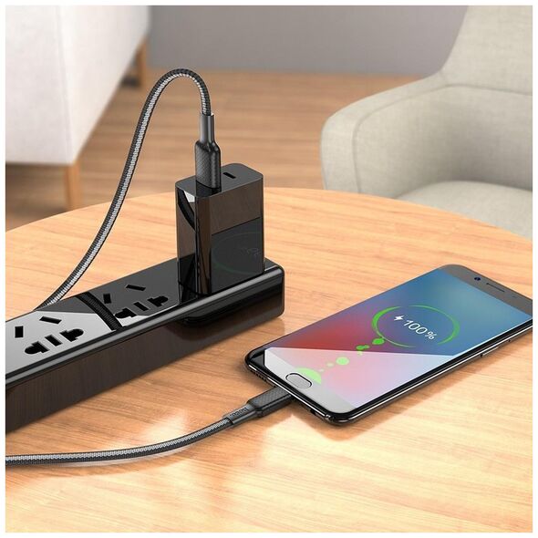 Kabel USB Partner Tele.com USB-A - microUSB Czarny