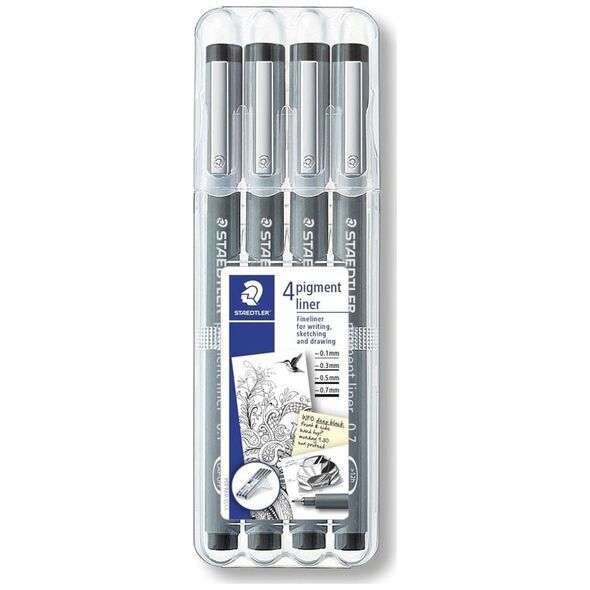 Pisak z atramentem pigmentowym zestaw 4 szt. (0.1 0.3 0.5 0.7mm) Staedtler